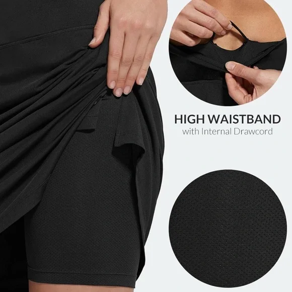 Baleaf Black A-Line Skort with Pockets - Picture 2 of 5